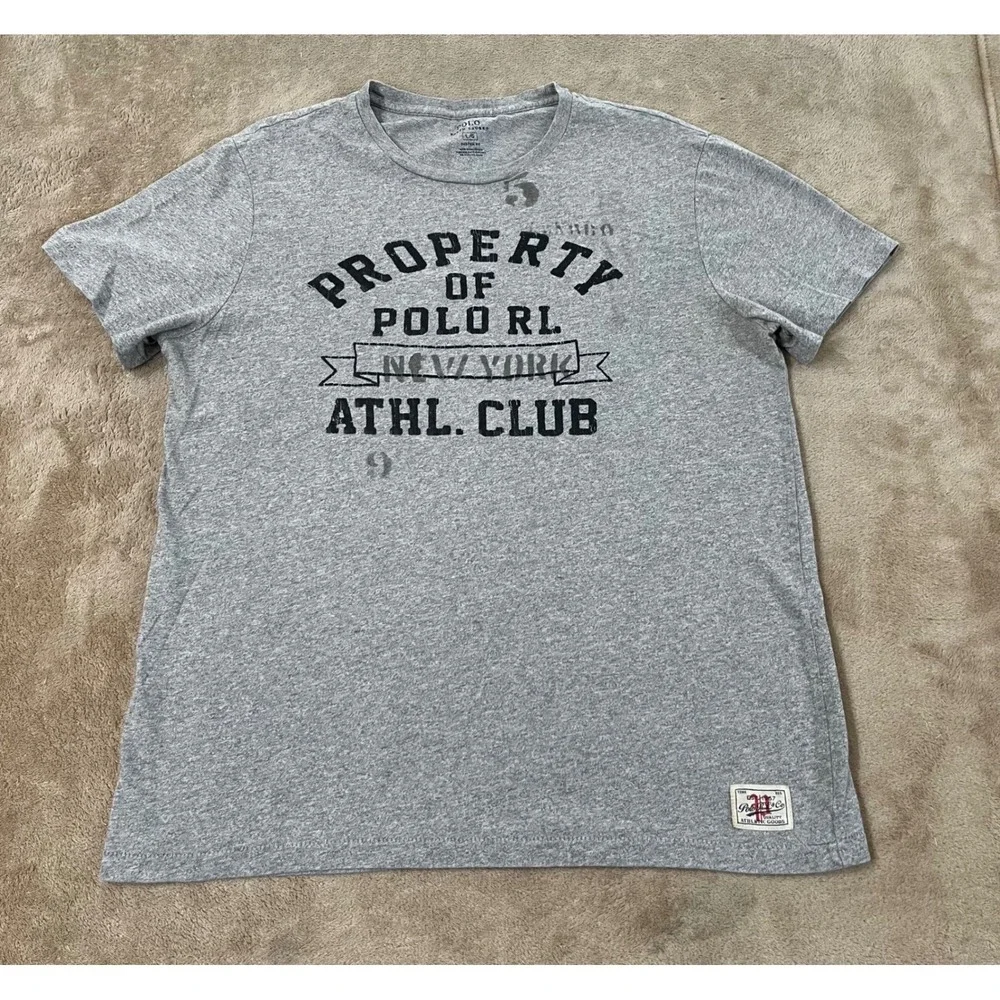 Polo Ralph Lauren Graphic T-Shirt Men's size Large Gray Custom Fit